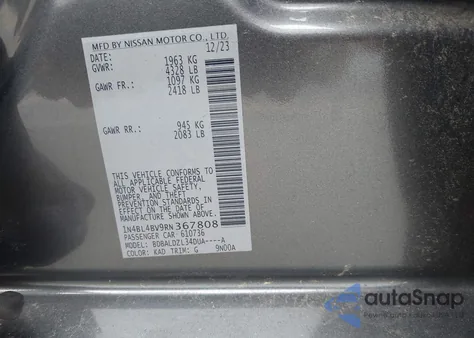 2024 Nissan Altima S Fwd from USA, damaged, VIN 1N4BL4BV9RN367808